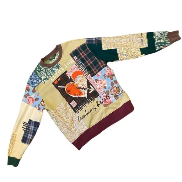 Teddy Fresh | Long Sleeve Sweater ELTON JOHN Patchwork Crewneck | Unisex | S - Picture 8 of 9
